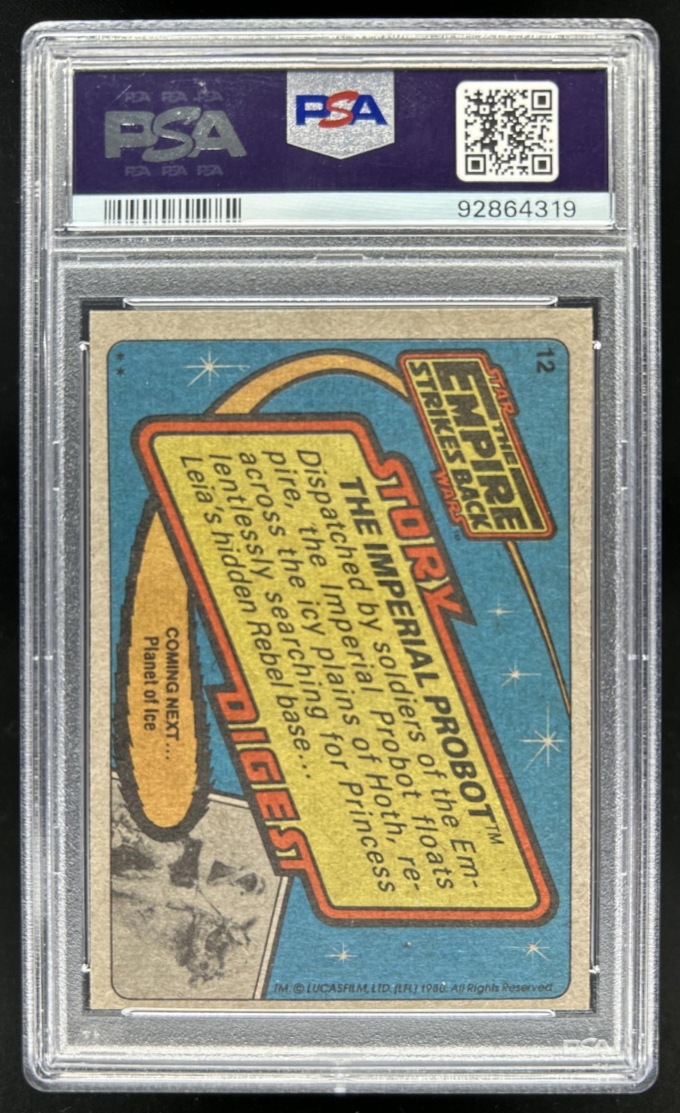1980 Topps Star Wars: The Empire Strikes Back Imperial Probot #12 PSA 9 view 2