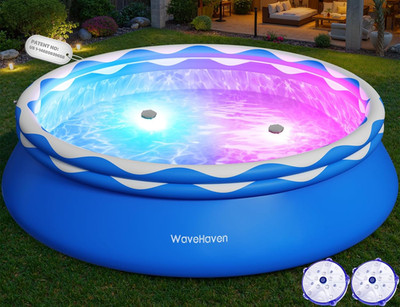 Easy Set Pool with Pool Lights, Upgraded above Ground Pool,Large Inflatable Swim