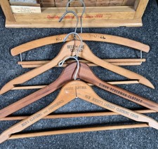 Clothing Advertising Vintage Wooden Hangers Lot Of 4 Different Logos