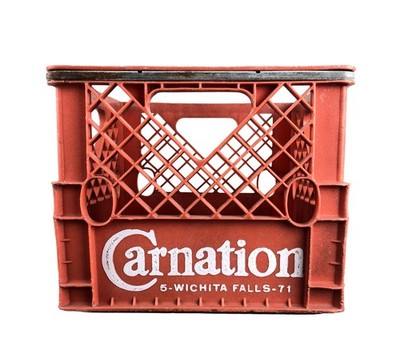 1971 Real Orange Plastic Milk Crate Carnation Dairies Wichita Falls 13 x 13 x 11