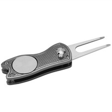 (Gray)Stainless Steel Pitchfork Foldable Divot Tool LW