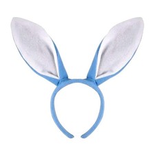 Easter Blue Fluffy Bunny Ears Headband 28cm