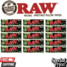 RAW Black Organic Classic 1 1/4 Rolling Papers – 15 Booklets Natural Unrefined