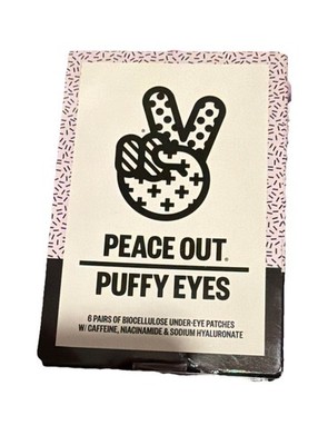 PEACE OUT Puffy Eyes 6pr Biocellulose Dark Circle Under-Eye Patches NIB NEW