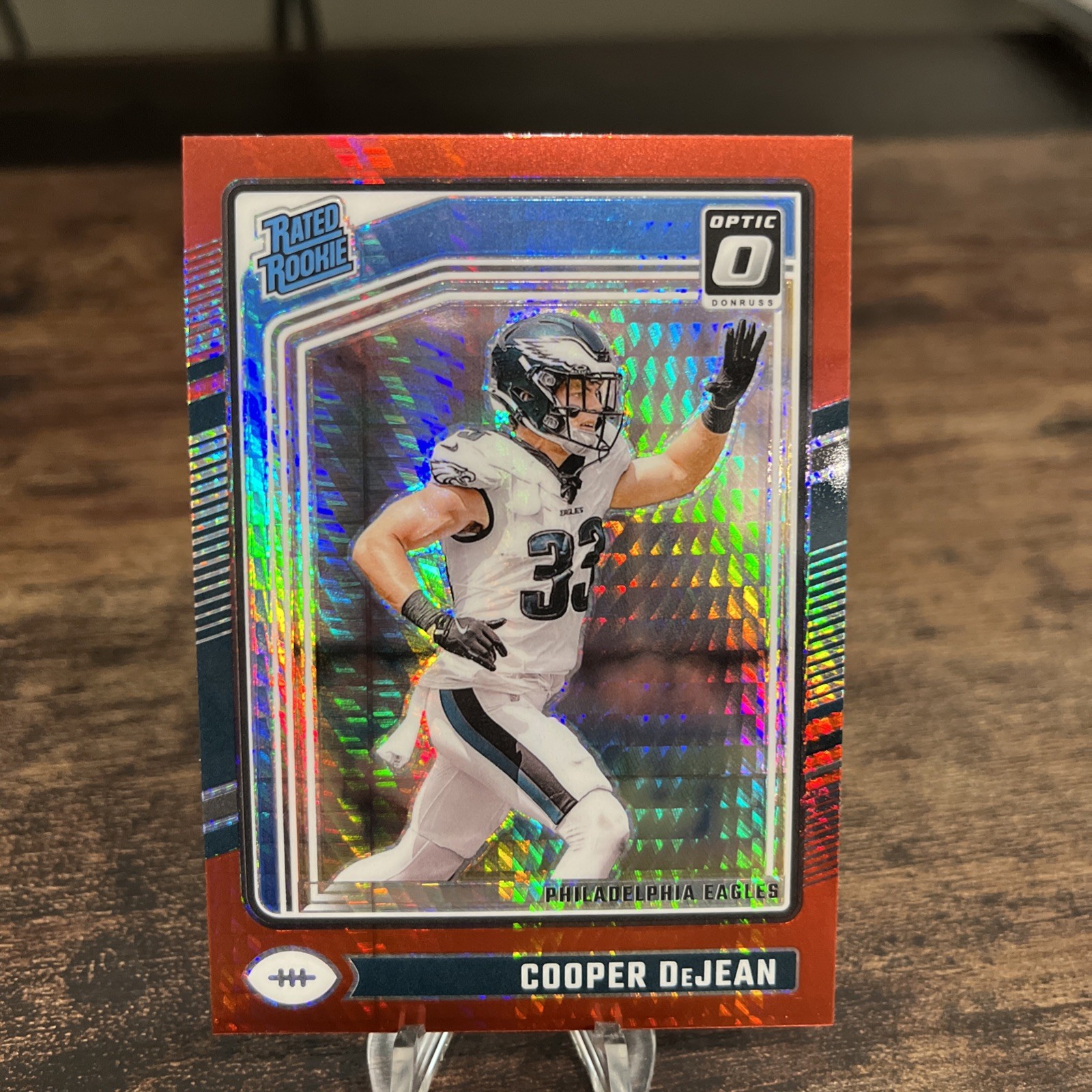 2024 Panini Donruss Optic - Rated Rookie Cooper DeJean #221 Red Hyper Prizm (RC)