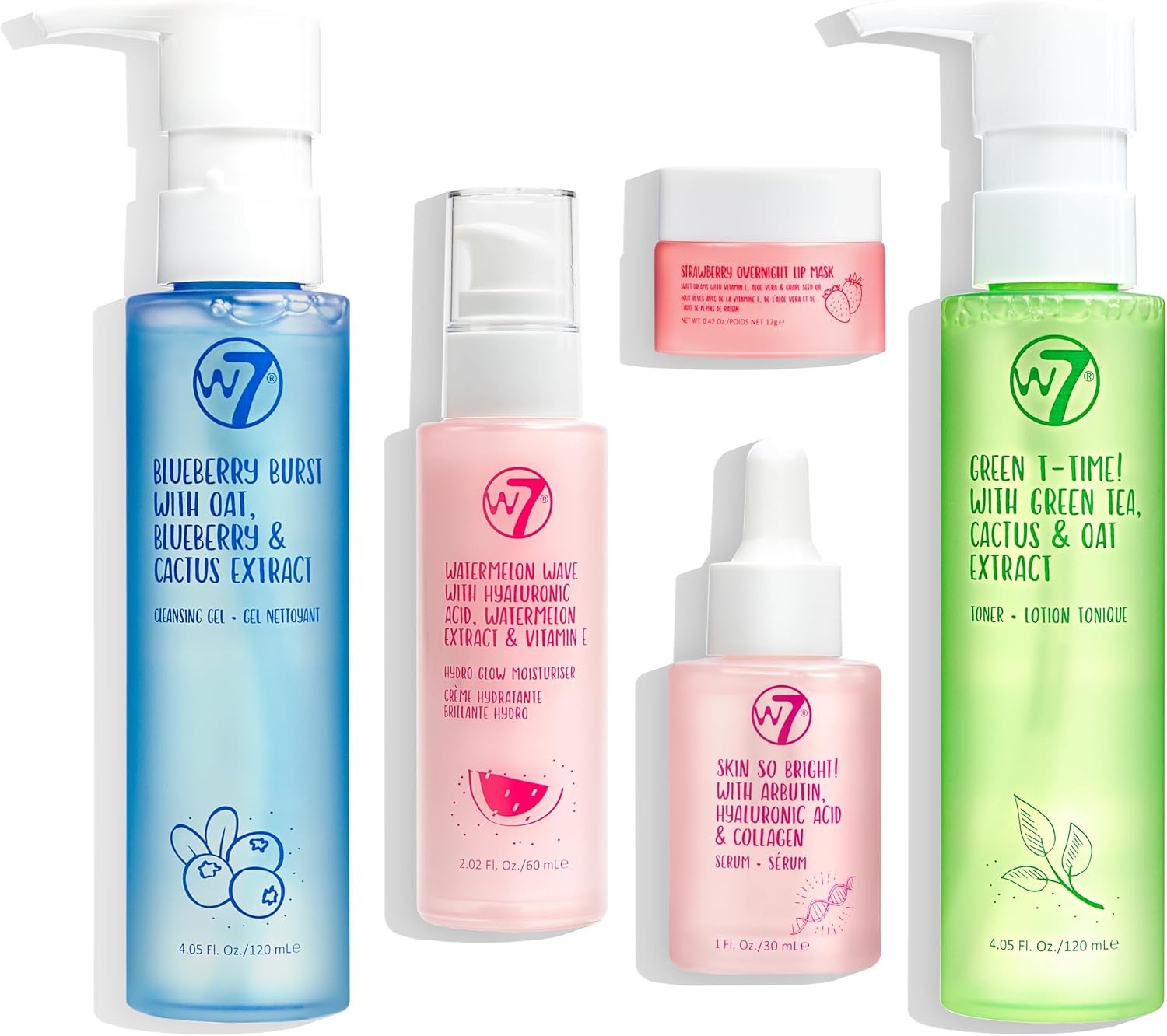 W7 Self Care Skincare Set 5-Piece Full Size Cleanser Toner Serum Moisturiser - Image 3