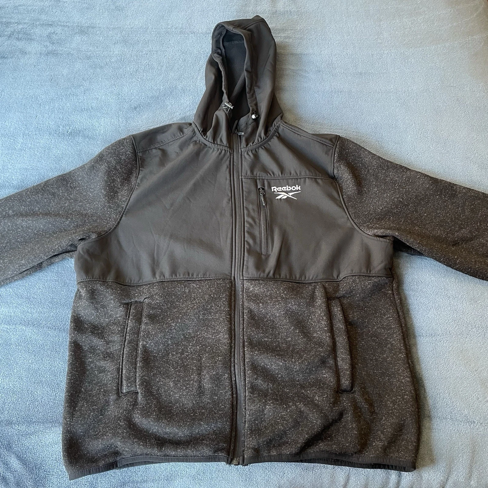 Reebok Softshell Fleece Lined Jacket Black Hooded Jacket 2XL