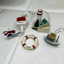 Ornaments SET of 5 Coastal New England Themed Natutical Christmas Ornaments