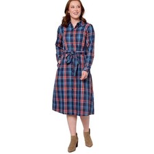 Joan Rivers Plaid Boyfriend Shirt Dress Loungewear Navy Size XXX, Small NEW