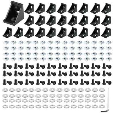 30 Set Black 2020 Series Aluminum Extrusion Profile Connector, Includes 1pc W...