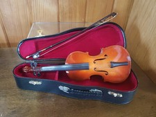 Mini Violin and Bow Replica With Black Case 9in long Prop Doll Salesmans Sample
