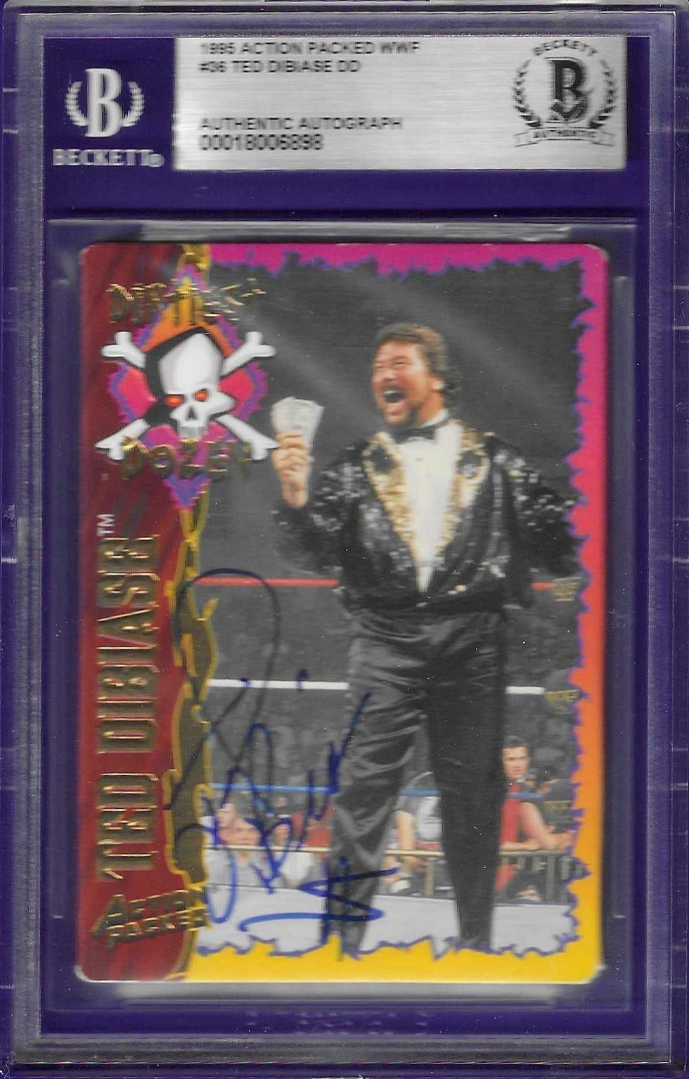 TED DIBIASE SIGNED 1995 ACTION PACKED WWE WWF #36 AUTOGRAPH AUTO