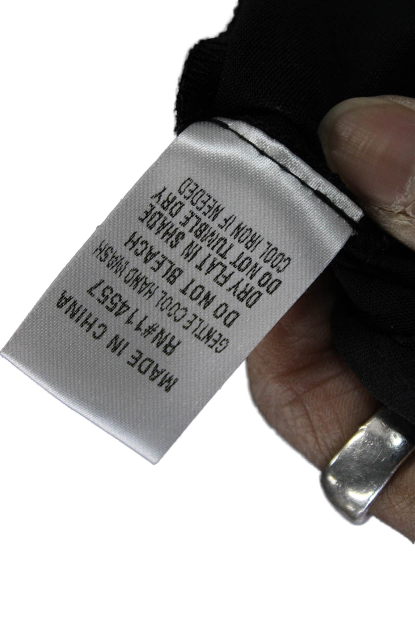 THML Womens Basic Blouse Black Round Neck Short S… - image 6