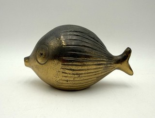 Ben Seibel Jenfredware Brass Plated Metal Fish Bank