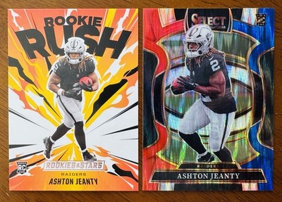 2025 Select #4 Ashton Jeanty Red & Blue Prizm Shock + Rookie Rush #1 (2 RC)