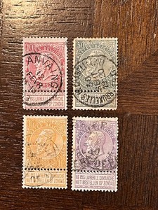 Belgica 1893-1900 Rey Leopoldo II Lote 4 Sellos Con Lengueta Scott 60-72