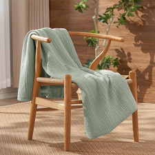 David's Home 100 Cotton Muslin Throw Blanket for College Dorm, 4-Layer Soft Thr