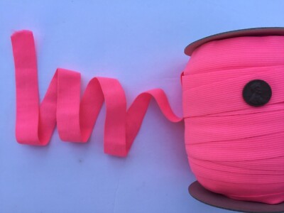 Thin and soft   7/8'' inch Fluorescent Pink elastic band - 100, 10, 5 yards