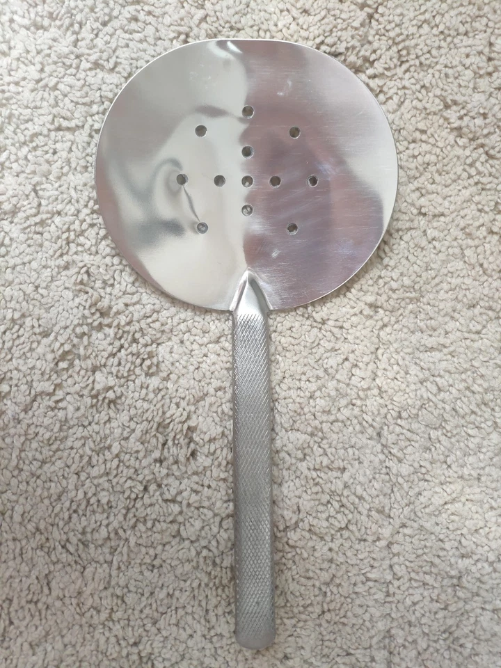 Uzbek plov lid, Uzbekistan Handmade Stainless Steel Skimmer (30 cm or 11.8 inch) - Image 3 of 4