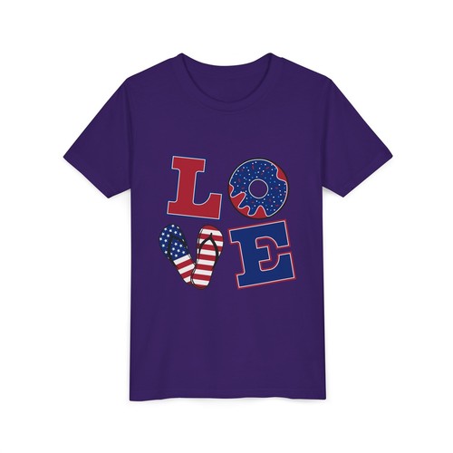 Patriotic Love Youth Tee, Fourth of July Shirt, Kids Love Tee, Summer [...] - Picture 27 of 36