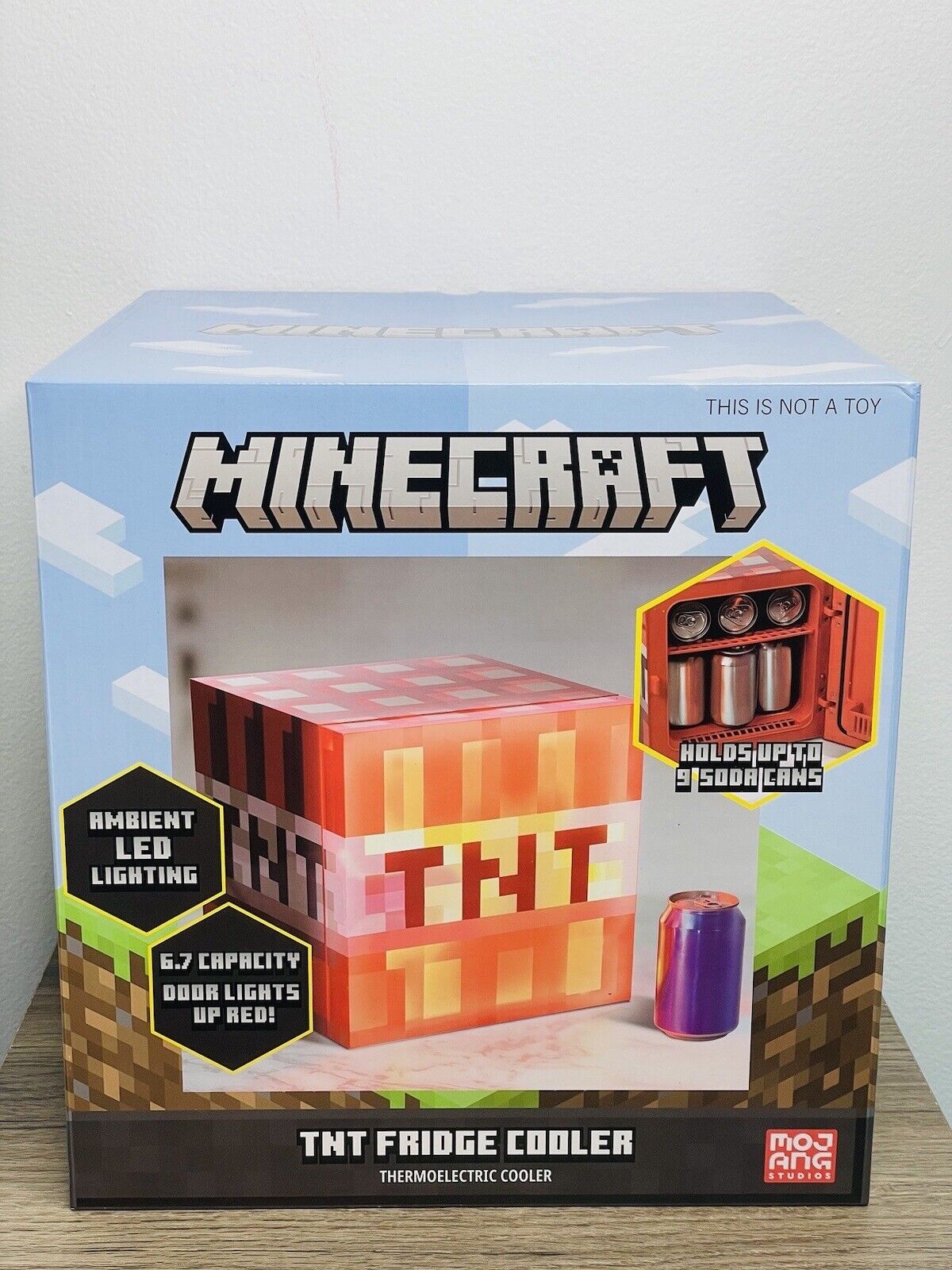 Minecraft Red TNT x9 Can Mini Fridge 6.7L x1 Door Ambient LED Lighting 10.4  in H 10 in W 10 in D