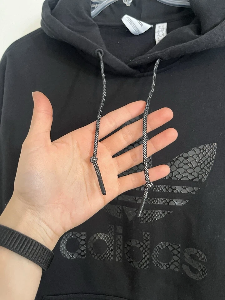 Sudadera con Capucha Adidas Originales Negra Estampado Piel de Serpiente Logo Trifolio Talla Grande Foto 4 de 4