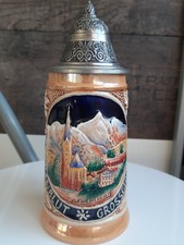 alter kleiner bierkrug mit zinndeckel Original  KING 300 R 