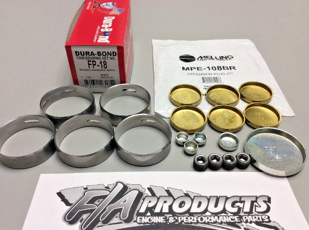 Ford 289 302 351W DuraBond FP18 HP Cam Bearings + Melling MPE108BR