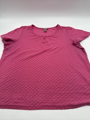 White Stag Blouse Women 2X Pink Solid Round Neck ..#18669