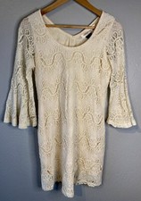 Urban Mangoz Womens Dress Size Small Bell Sleeve Embroidered Tunic Ivory