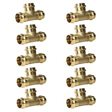 10 Pack XFITTING 1" Press Tee, NSF Certified, Lead Free Brass, 1" ProPress Tee