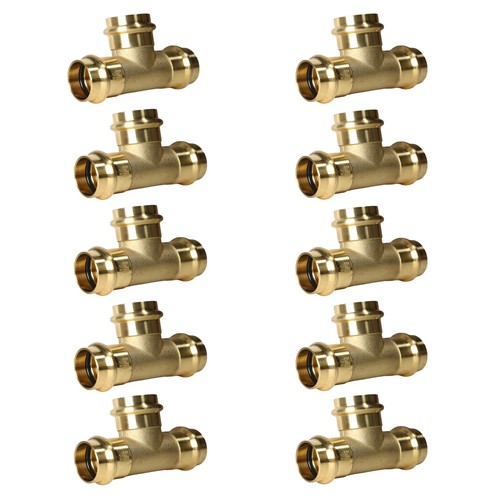 10 Pack XFITTING 1" Press Tee, NSF Certified, Lead Free Brass, 1" ProPress Tee