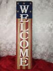 Rustic Wood American Flag Welcome Sign