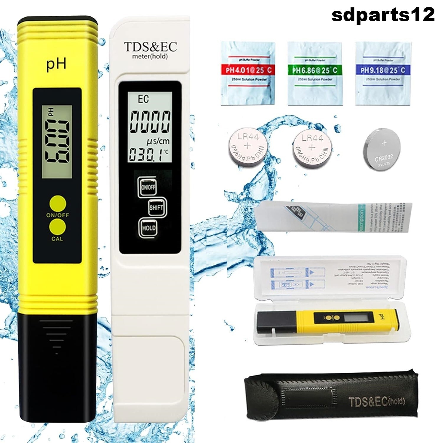 Tester Qualità Acqua TDS PH EC Temperatura 4 in 1 Set Digitale Misuratore PH