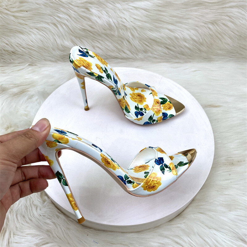 PANTOFOLA D’ORO Ciabatte donna tacco alto a punta stiletto mules fiori scarpe sandali festa