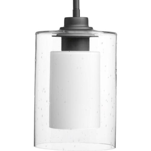 Progress Lighting 1-Light Graphite Mini Pendant with Double Glass Cylinder Shade - Picture 1 of 3