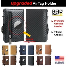   Best Sell  AirTag Wallet Genuine Leather Credit Card Holder Air Tag Cover Case