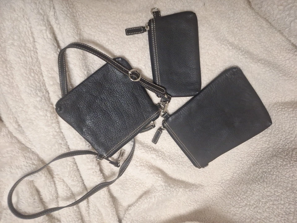 Juego de 3 carteras de cuero Levenger.  Foto 4 de 4