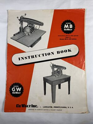 #ad #ad DeWalt Model Model MB and GW Instruction Book $31.85