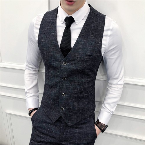 Mens Tops Formal Dress Suit Vest Single Breasted Slim Wedding Sleeveless Jackets - Bild 11 von 39