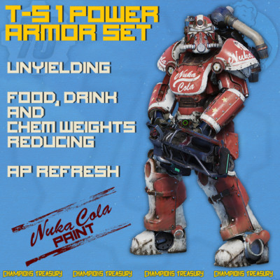 FALLOUT 76 PC T-51b POWER ARMOR UNYIELDING POWERED THRU-HIKER'S NUKA COLA PAINT