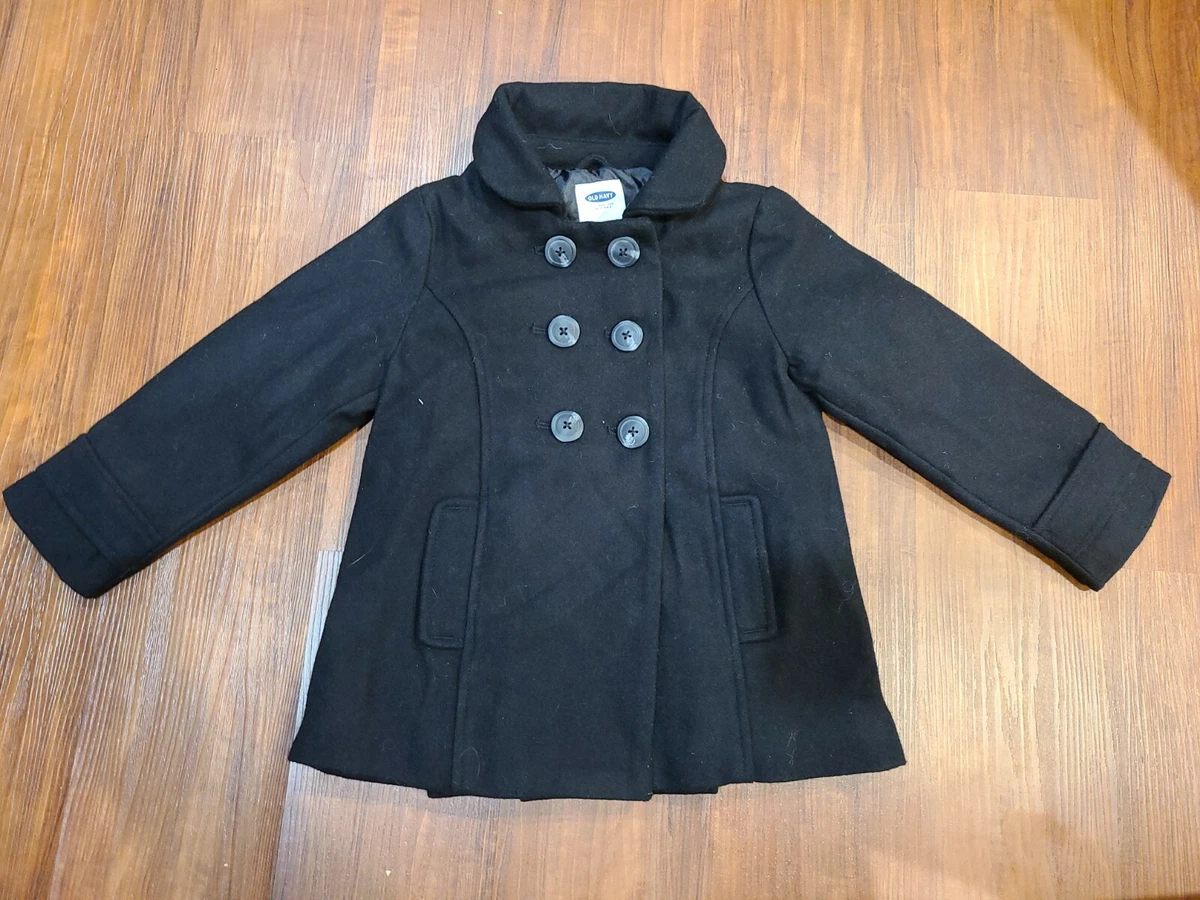Old Navy Kids Girls Black Pea Coat Size 5T Buttons | eBay
