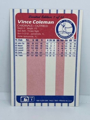 1986 Fleer League Leaders Baseball Cards (Discounts) B3 - Picture 14 of 84