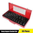 35pcs 1/2" Deep Impact Socket Set Drive 8-32mm Metric Garage Sae With Case US