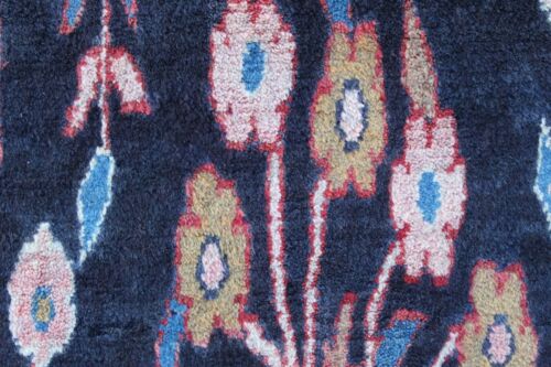 Vintage Hand Made Traditional Oriental Wool Black Blue Large Long Rug 324x125cm - Picture 12 of 16