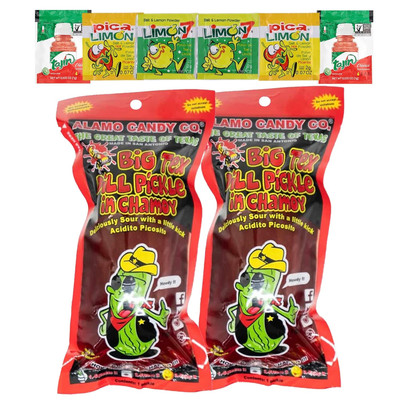 Chamoy Pickles - Pack of 2 Big Tex Dill Pickle in Chamoy Sauce | Includes Tajin,