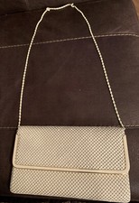 Vintage Ashley Moore Ivory Gold Aluminum Metal Mesh Handbag Clutch Snap Closure