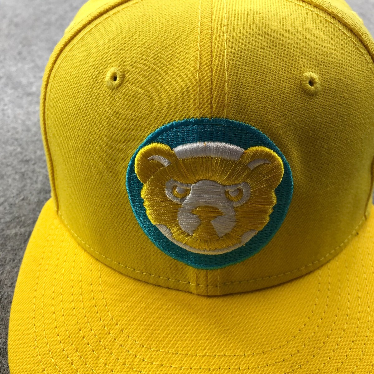 Chicago Cubs Hat Cap Fitted 7 1/8 Yellow Logo Embroidered