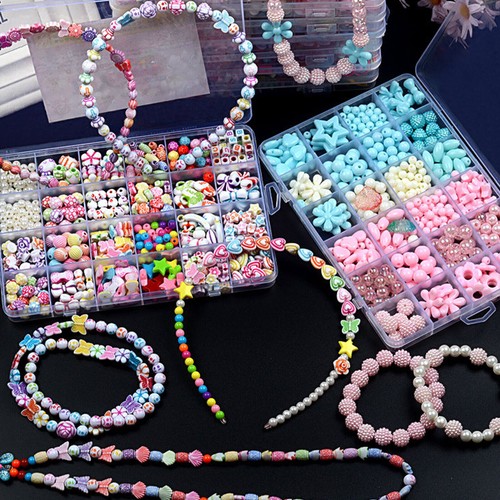 Kit de fabricación de joyas con cuentas de acrílico mixto para niños niñas hágalo usted mismo manualidades - Imagen 37 de 50