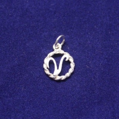 NEW Sterling Silver Letter V in Circle Pendant 925 Calligraphy Initial Charm S/S